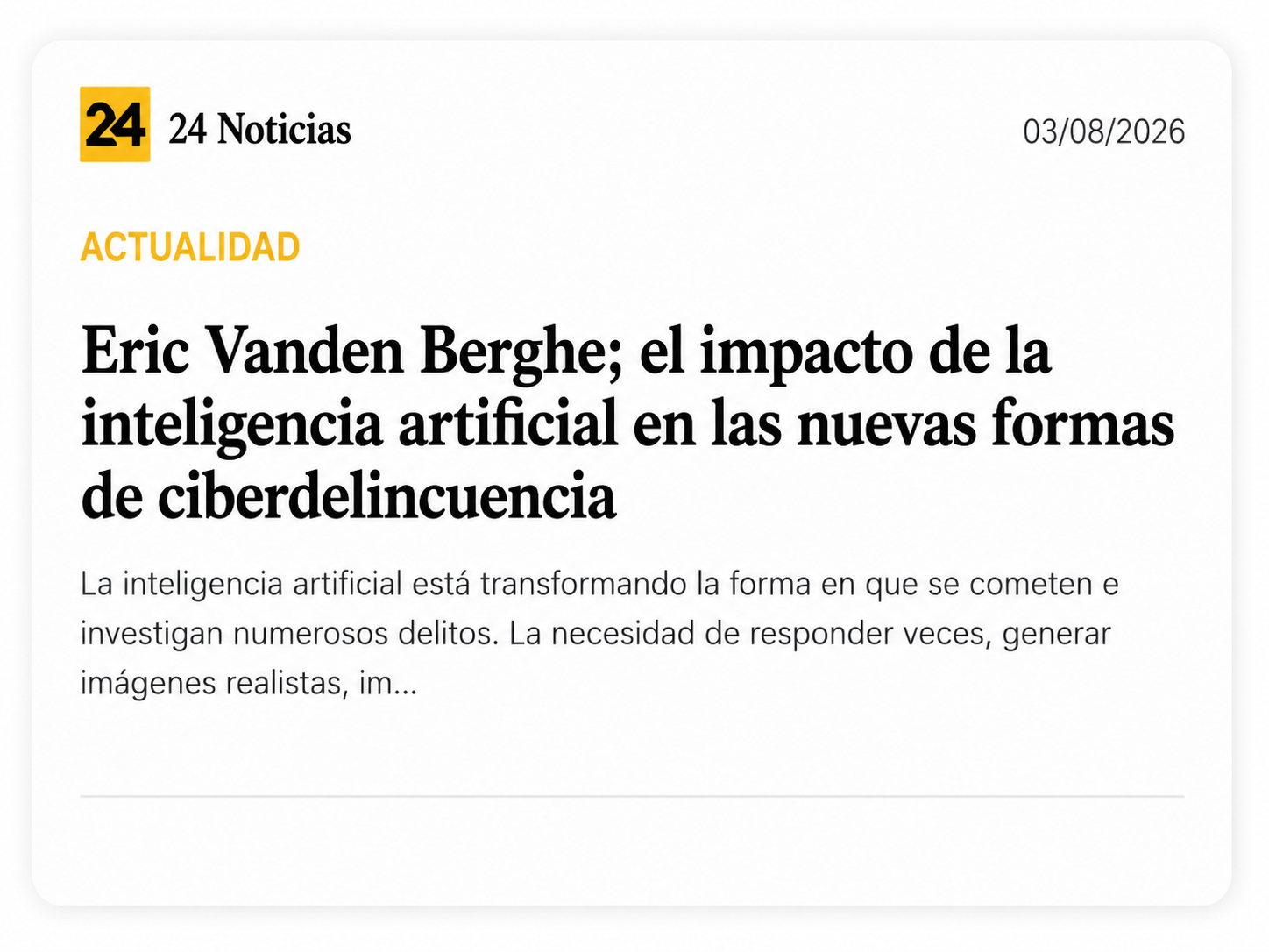 An&aacute;lisis jur&iacute;dico de Eric Vanden Berghe en medios de comunicaci&oacute;n
